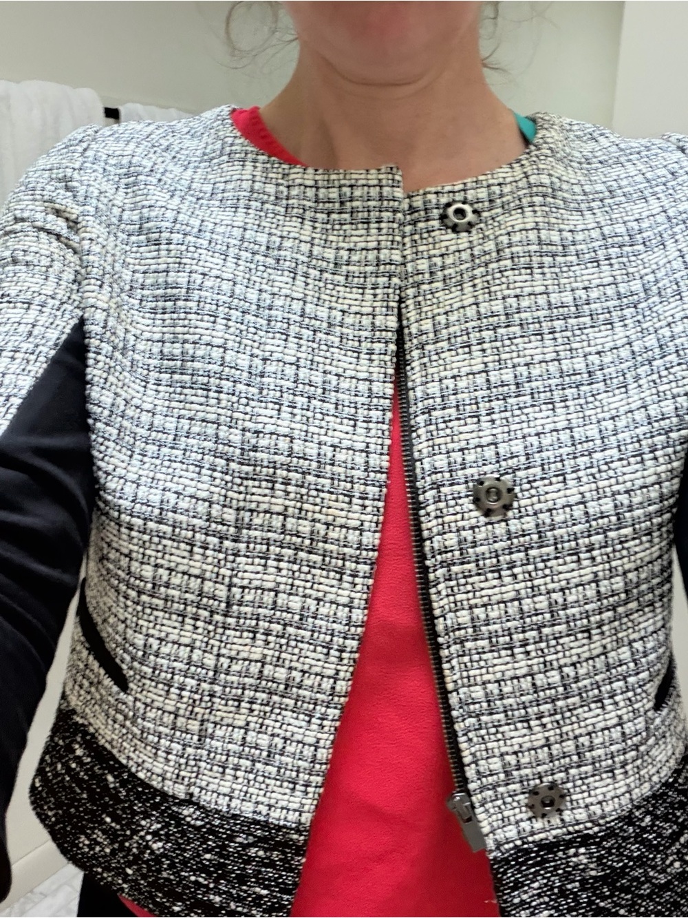 Banana Republic Black & White Tweed Cropped Jacket